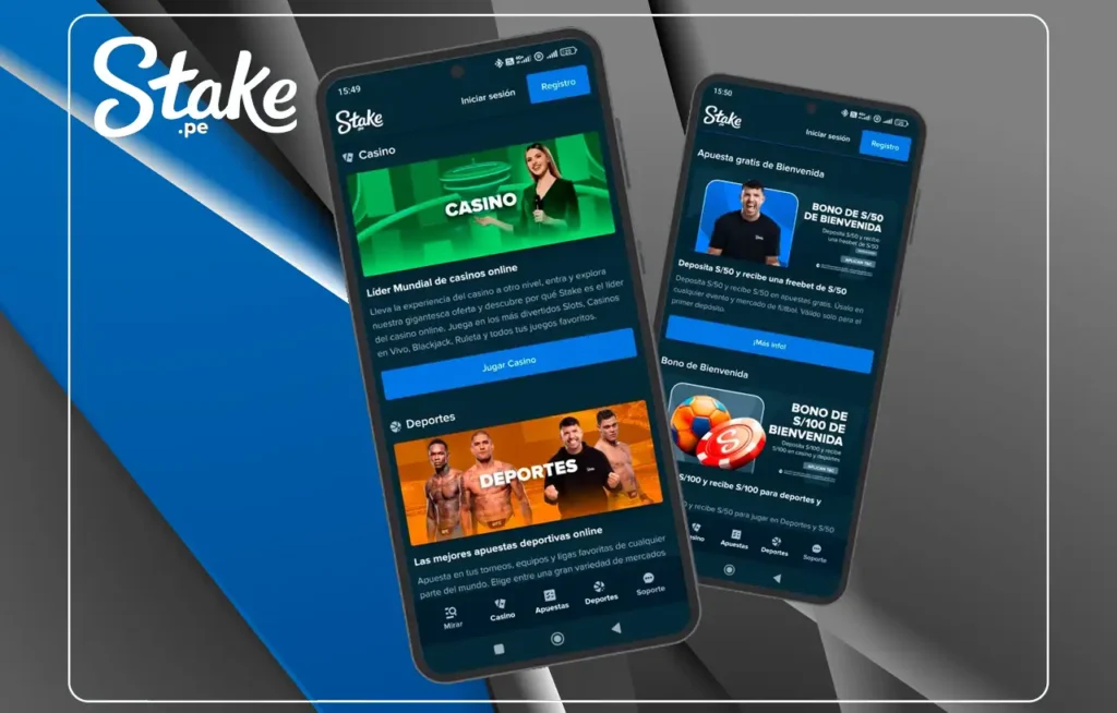 Opciones de apuestas en la app de Stake Peru