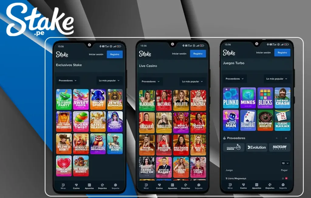 Jugar a juegos de casino en la aplicación Stake